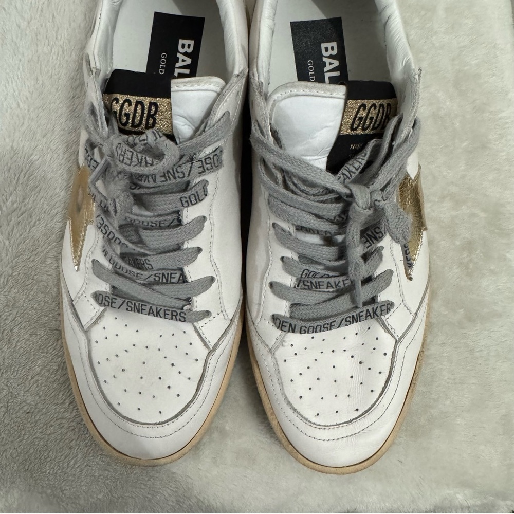 Golden Goose White and Gold Sneakers